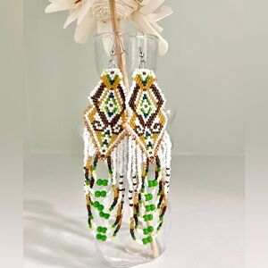 Bohemian Tribal Patterned Beaded Earrings